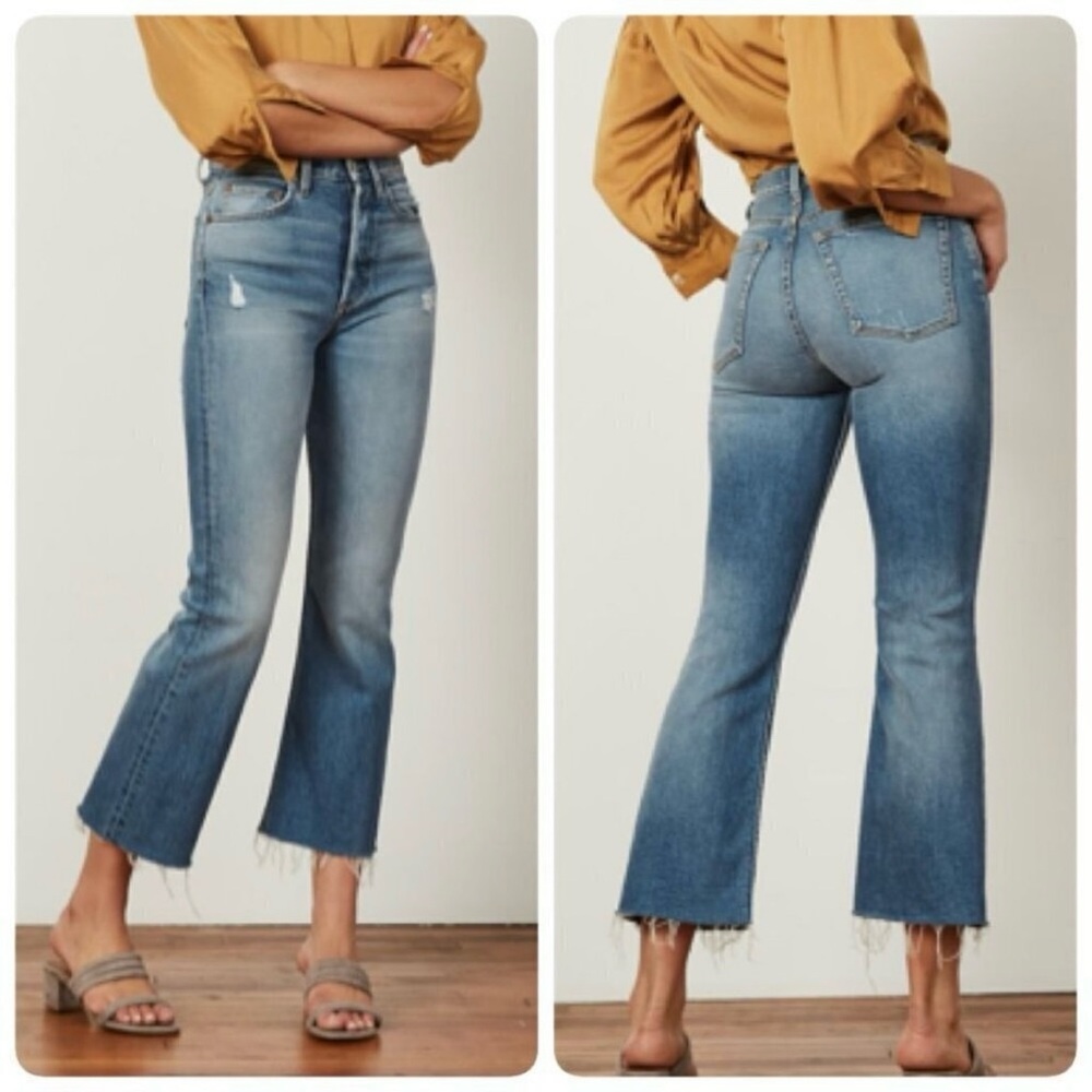 Boyish by her Mercy Island Blue Frayed Hem Flare Jeans Button Fly Size 31